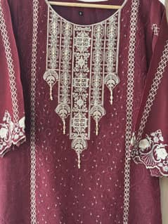 Red and beige 2 piece dress for shadi season