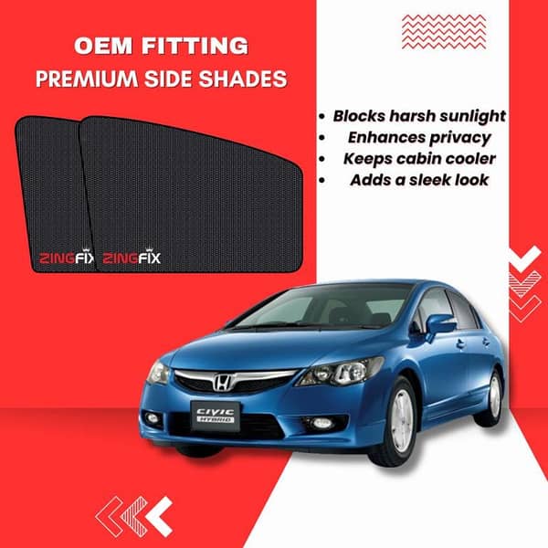 Zingfix Premium Mesh Foldable Side Window Shades for Honda Civic (2006-2012)