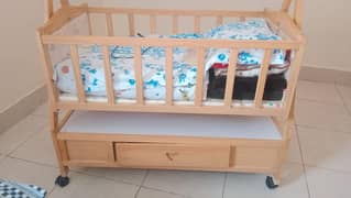 Premium Wooden Baby Cot with Wheels & Storage | Strong & Comfortable