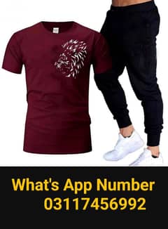 2 Pcs Men's Cotton Jersey Printed Track Suit.