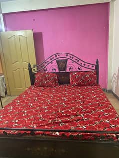 double bed with mattress and singar mirror for sale
