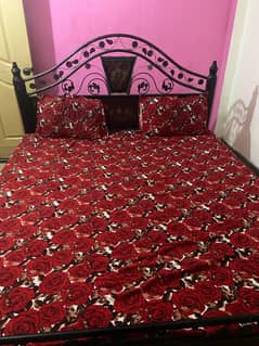 double bed with mattress and singar mirror for sale