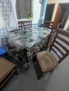 table,glass with six chairs