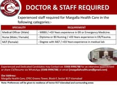 Doctor, Nurse, MLT and Medical Staff Required