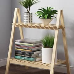 Wooden Plant Stand 2 Tier Foldable Rack