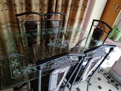 6 Seater Glass Dining Table Set For Sale