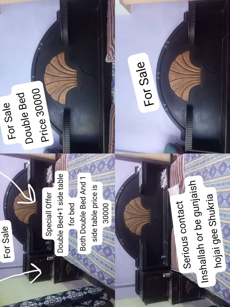 Double Bed For Sale With One Side Table And also three tables 0