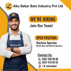 Machine Operator – Plastic Bats Manufacturing