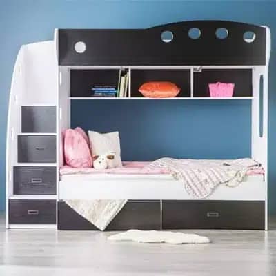 Red Blue Triple bunker bed 6x4 feet double Story for kids for sale