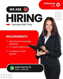 Hiring - Female Staff for Real Estate