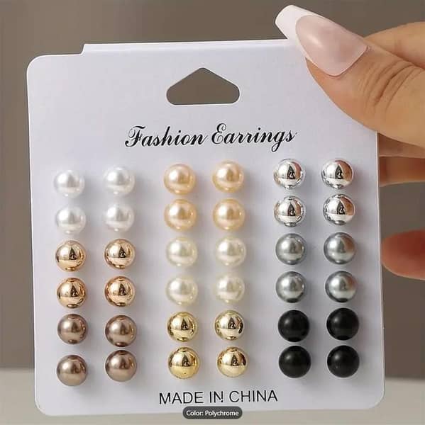 Multicolored Imitation Pearl Stud Earrings for Women - Lightweight, Non-Allergenic Jewelry for Daily Wear and Vacations, a Great Gift Idea for Girlfriends
