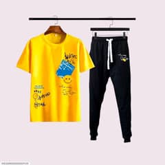2 pcs men micro interlock printed track suit