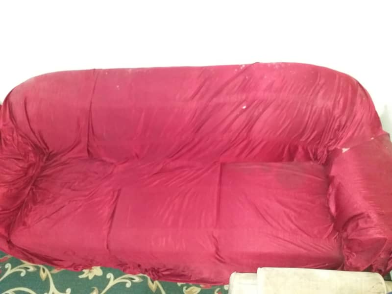 1 bed with side tables and 1 sofa set and 1 safe almari with 3 doors 10