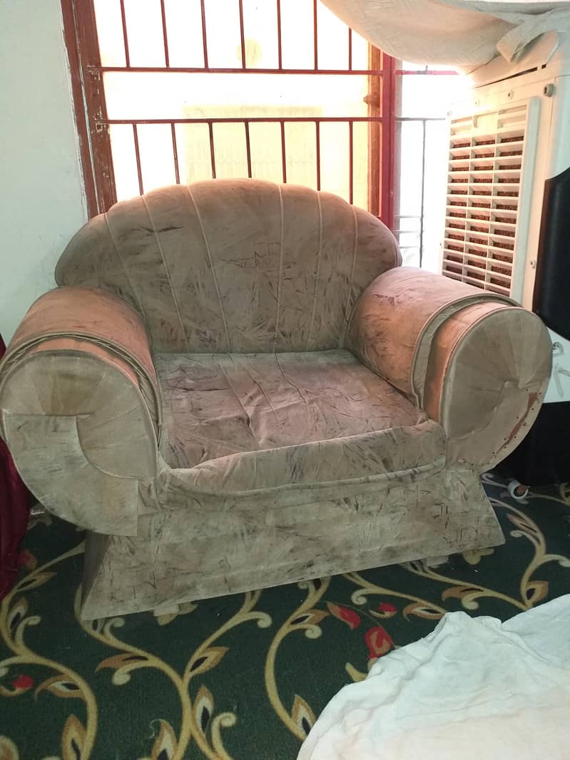 1 bed with side tables and 1 sofa set and 1 safe almari with 3 doors 13