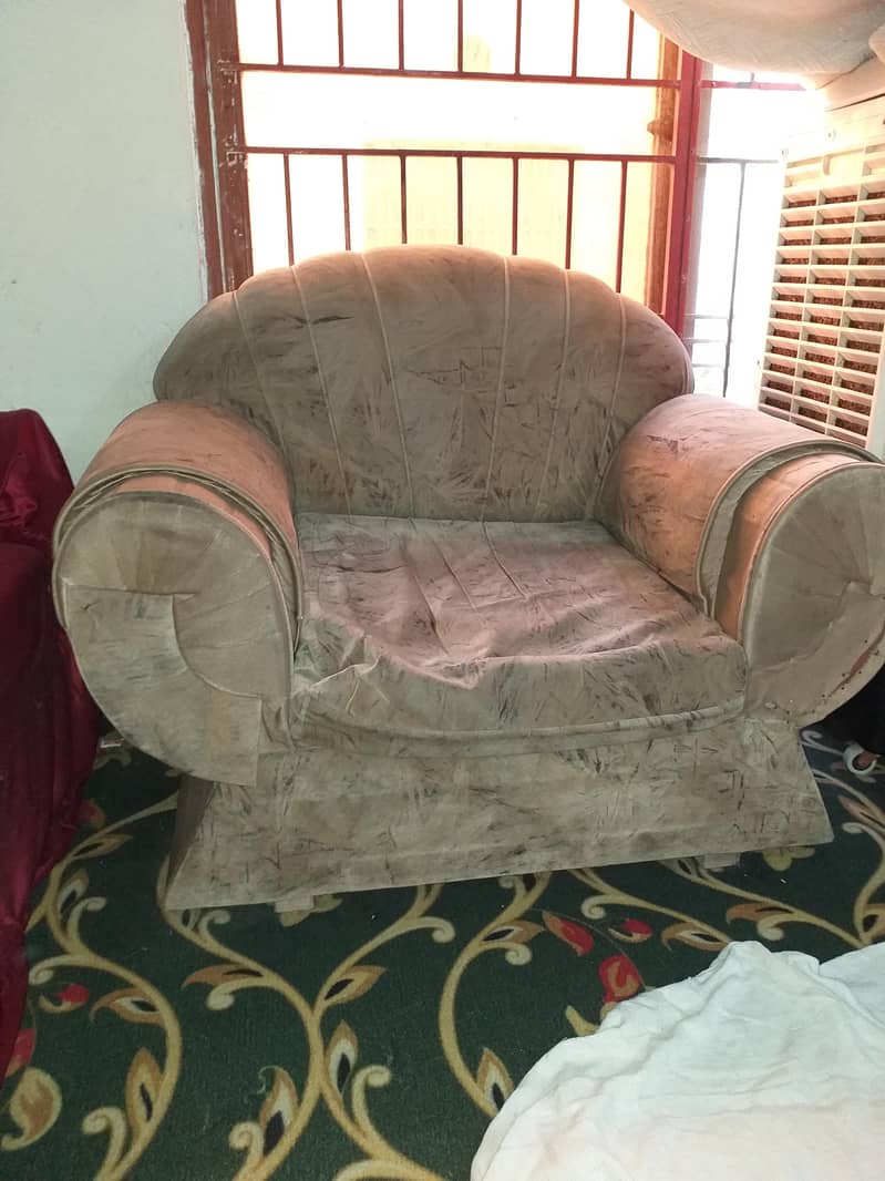 1 bed with side tables and 1 sofa set and 1 safe almari with 3 doors 14