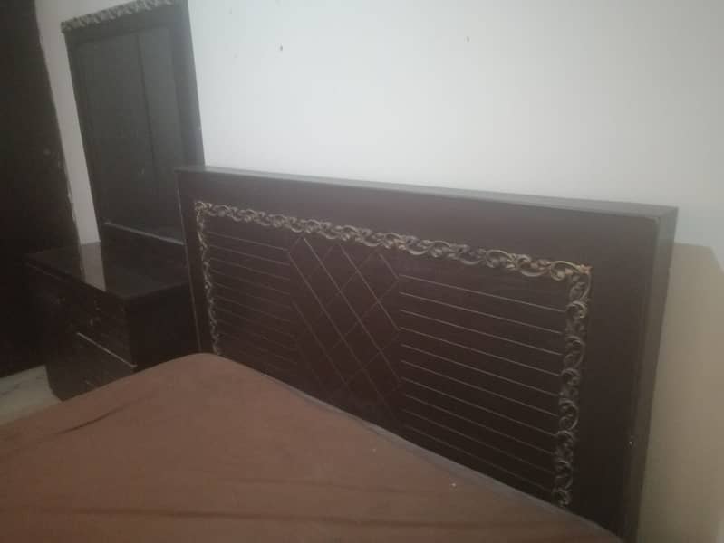 Double bed with imported mattress , side tables and dresing table 2