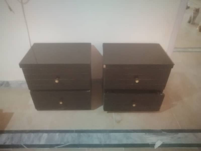 Double bed with imported mattress , side tables and dresing table 3