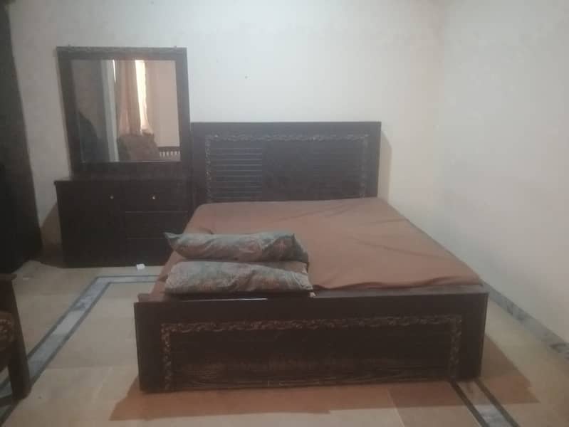 Double bed with imported mattress , side tables and dresing table 4