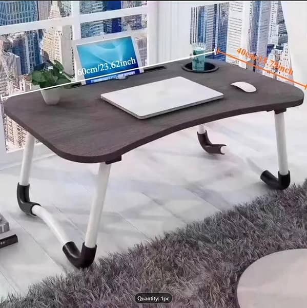 Wooden Laptop Table with Cup Holder, Adjustable Stand & Drawer | Portable Bed Desk for Work, Gaming, Dining & Reading | Ergonomic Foldable Laptop Desk
