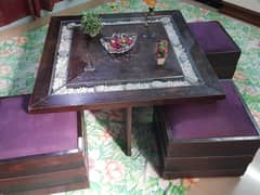 Wooden Center Table with Four Stool