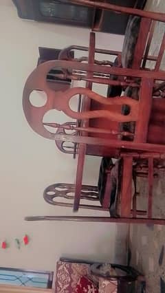 wooden dining table with 6  chairs