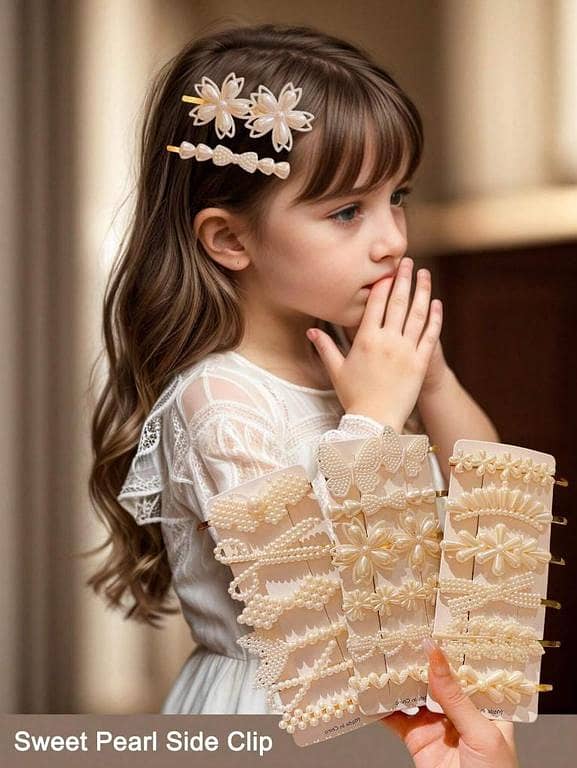 Faux Pearl Hair Clip Set with Bowknot, Heart, Daisy, and Mixed Color Designs for Women and Girls - Versatile Accessories for All Hair Types and Seasons