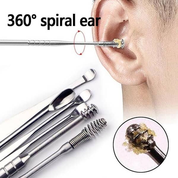6-Piece Ear Wax Cleaning Kit with Stainless Steel Tools | Ear Pick Set for Adults & Kids | Multicolor Ear Hygiene Tools with Spring and Soft Tips