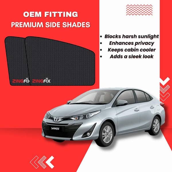 Zingfix Premium Mesh Foldable Side Window Shades for Toyota Yaris (2019-2023)