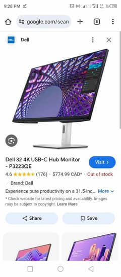 Dell 32inch 4k 60hz type C display