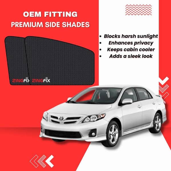 Zingfix Premium Mesh Foldable Side Window Shades for Toyota Corolla (2009-2014)