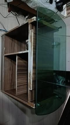 Sturdy Wooden Table with Heavy Glass Top – Ideal for Home or Office