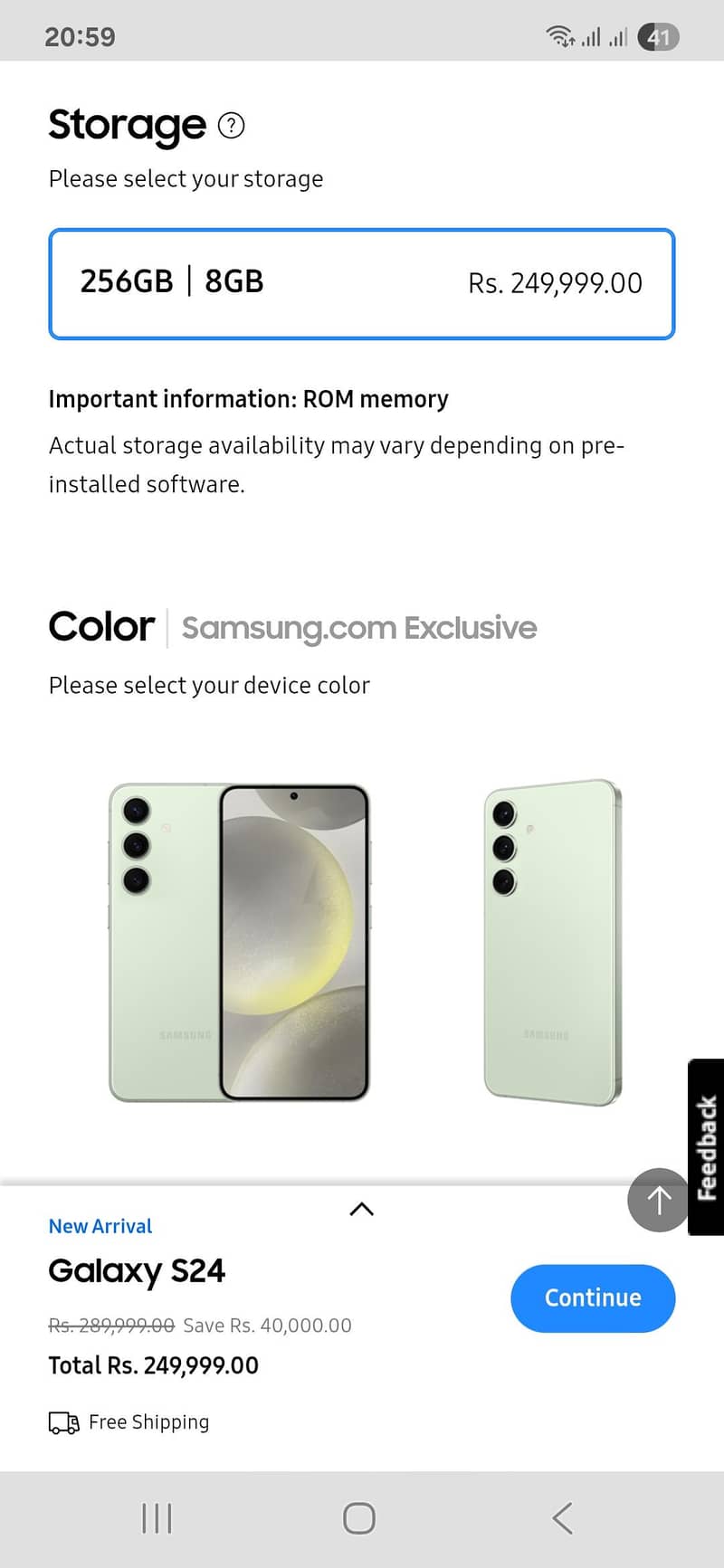 Samsung S24 Official PTA Approved 256GB 8GB Amber Yellow As Brand New 10