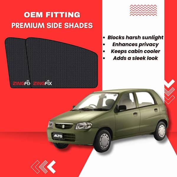 Zingfix Premium Mesh Foldable Side Window Shades for Suzuki Alto (2002-2012)