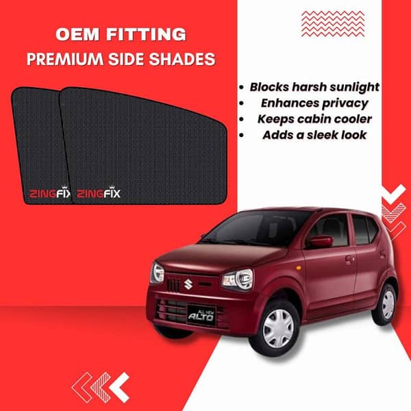 Zingfix Premium Mesh Foldable Side Window Shades for Suzuki Alto (2019-2025)