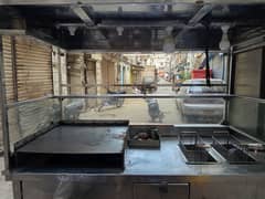 Steel counter stall burger and fries