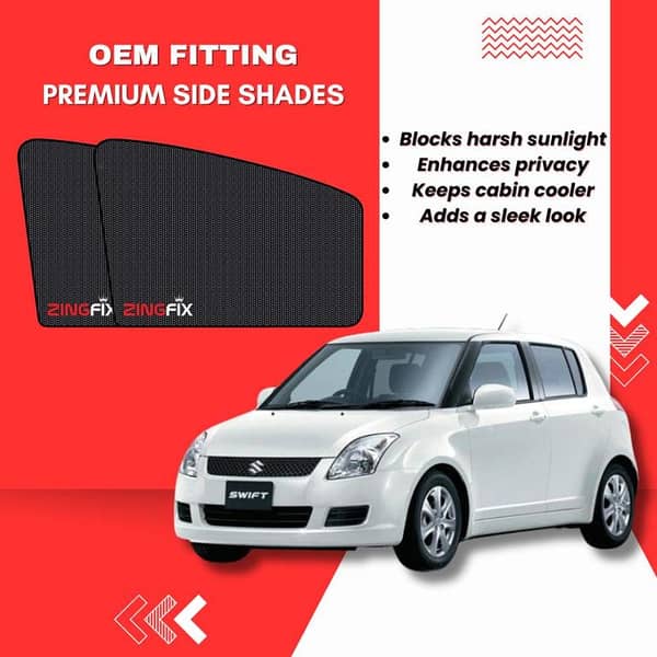 Zingfix Premium Mesh Foldable Side Window Shades for Suzuki Swift (2009-2021)