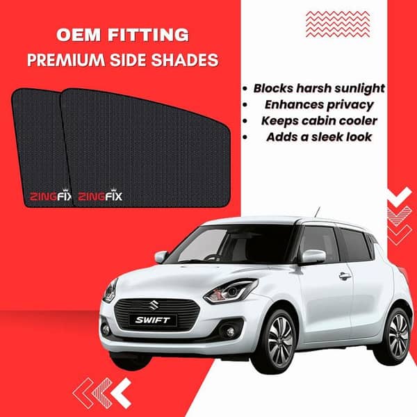 Zingfix Premium Mesh Foldable Side Window Shades for Suzuki Swift (2022-2025)