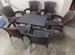 Set of 6 chairs and a table.