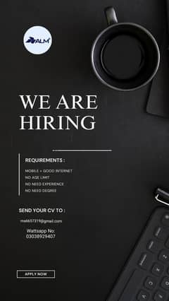 We are hiring urgently Males & Females Staff for Online & Office work