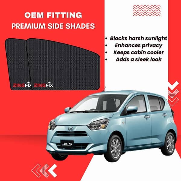 Zingfix Premium Mesh Foldable Side Window Shades for Daihatsu Mira (2017-2023)