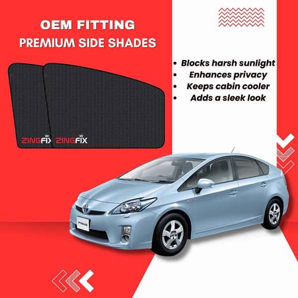 Zingfix Premium Mesh Foldable Side Window Shades for Toyota Prius (2009-2015)