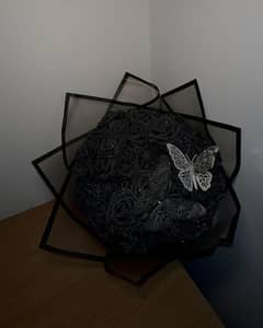 Elegant black ribbon flower bouquet