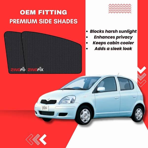 Zingfix Premium Mesh Foldable Side Window Shades for Toyota Vitz (1998-2004)
