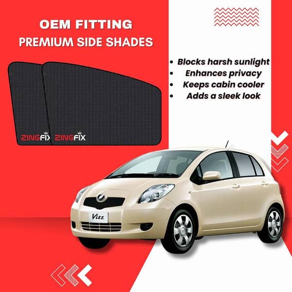 Zingfix Premium Mesh Foldable Side Window Shades for Toyota Vitz (2005-2010)