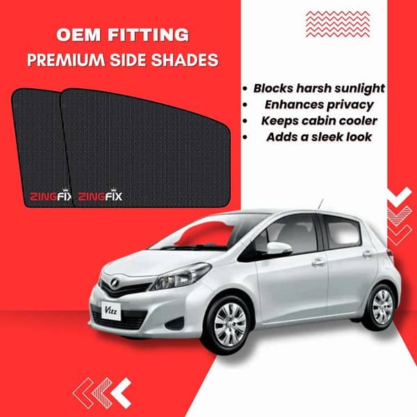 Zingfix Premium Mesh Foldable Side Window Shades for Toyota Vitz (2011-2016)