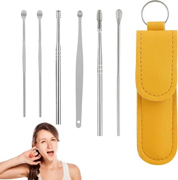 Ear Wax Cleaning Kit, 6 Pcs Ear Pick Tools, Wax Removal Kit, Ear Cleaning Tool Set, Spring Earwax Cleaner Tool for Children and Adult Multicolor