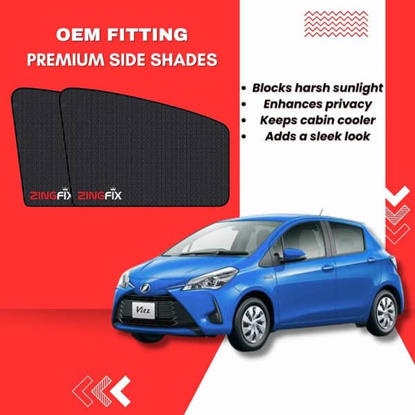 Zingfix Premium Mesh Foldable Side Window Shades for Toyota Vitz (2017-2022)