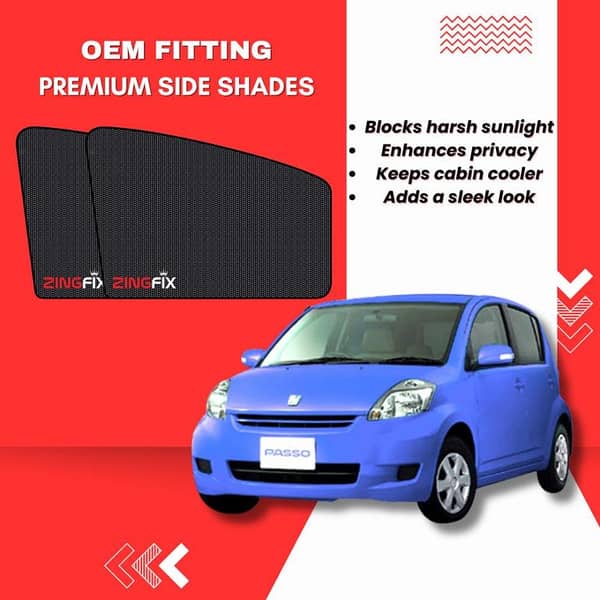 Zingfix Premium Mesh Foldable Side Window Shades for Toyota Passo (2005-2010)