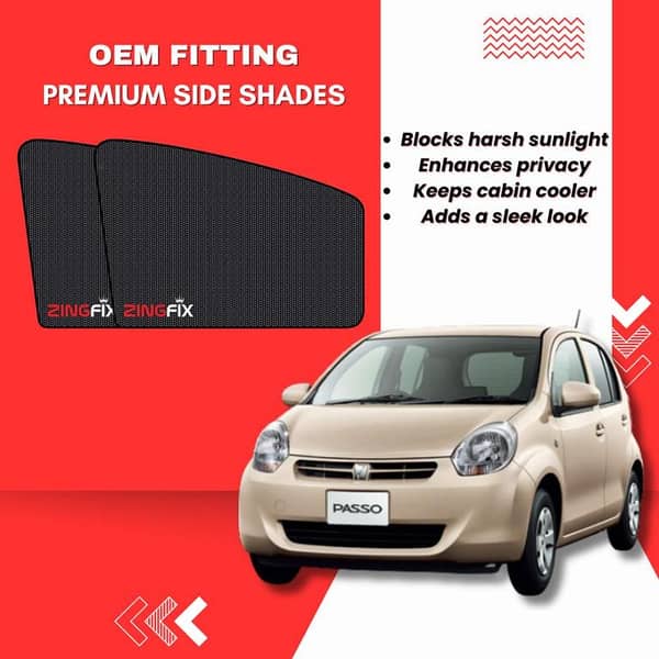 Zingfix Premium Mesh Foldable Side Window Shades for Toyota Passo (2010-2016)