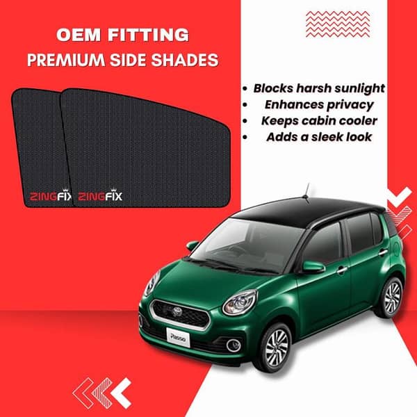 Zingfix Premium Mesh Foldable Side Window Shades for Toyota Passo (2017-2020)
